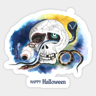 Happy Halloween Skull Snake Sticker